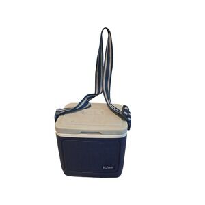 Vintage 1980s  Igloo TAG ALONG 8 Cooler Chest W/ Shoulder Strap Blue‎ & Gray